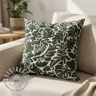 Tessuto decorativo Big leaves grey digital print