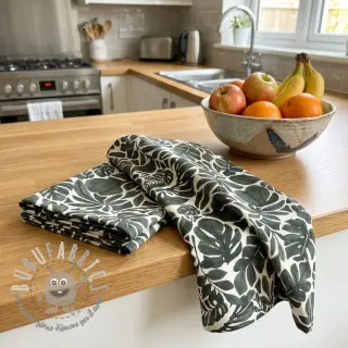 Tessuto decorativo Big leaves grey digital print