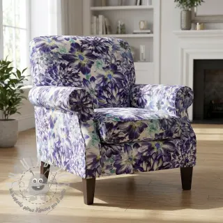 Tessuto decorativo Peony blue digital print