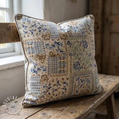 Tessuto decorativo Linenlook Blue heritage digital print