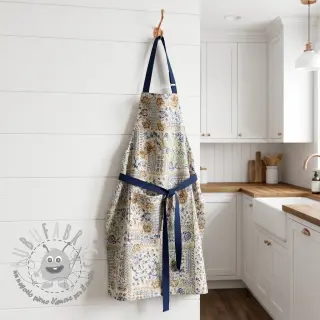 Tessuto decorativo Linenlook Blue heritage digital print