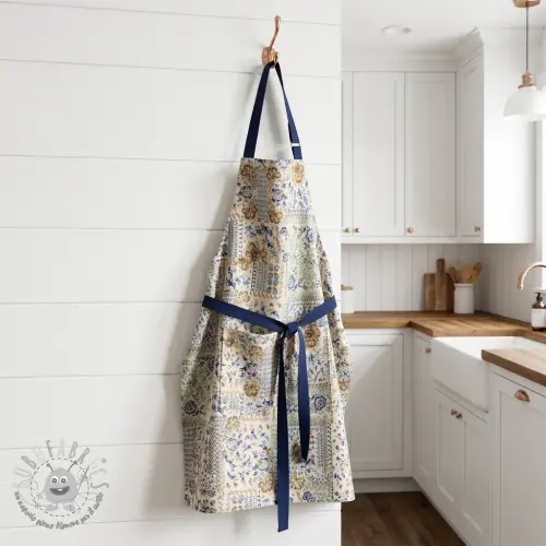 Tessuto decorativo Linenlook Blue heritage digital print
