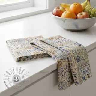 Tessuto decorativo Linenlook Blue heritage digital print