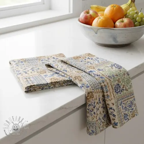 Tessuto decorativo Linenlook Blue heritage digital print