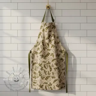 Tessuto decorativo Linenlook Leaves army green
