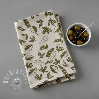 Tessuto decorativo Linenlook Leaves army green