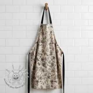 Tessuto decorativo Linenlook Painting flowers black digital print