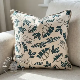 Tessuto decorativo Linenlook Leaves dark petrol