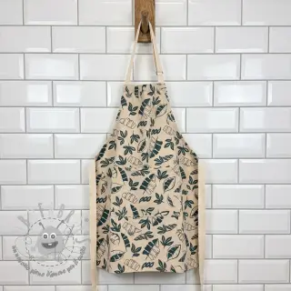 Tessuto decorativo Linenlook Leaves dark petrol