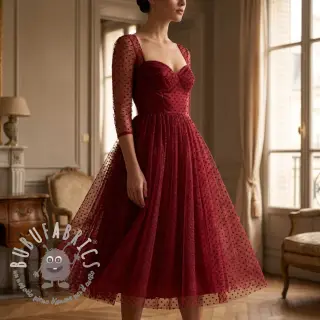 Tulle per TUTU DOTS bordeaux