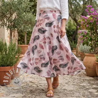 Lyocell con lino e seta Retro Flowers design B