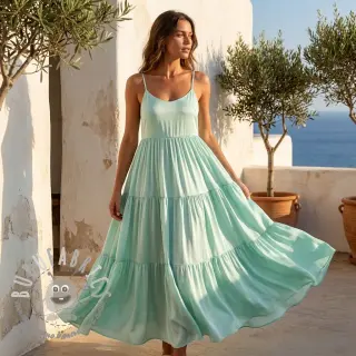 Viscosa con lino BUBBLY misty jade