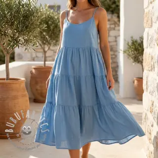 Viscosa con lino BUBBLY old blue