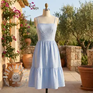 Tessuto di cotone BUBBLE dusty blue