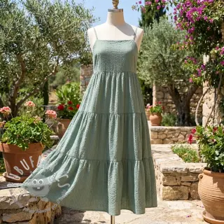 Tessuto di cotone BUBBLE khaki