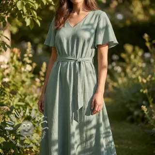 Viscosa con lino WASHED old green