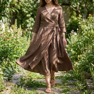 Viscosa con lino WASHED light brown