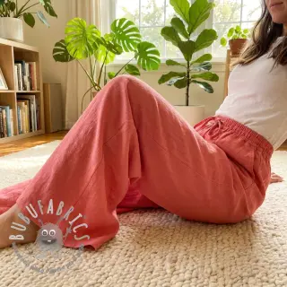 Viscosa con lino WASHED coral