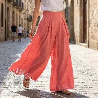 Viscosa con lino WASHED coral