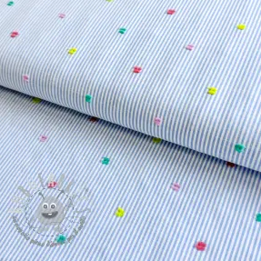 Tessuto di cotone DOBBY Stripe and dotty blue
