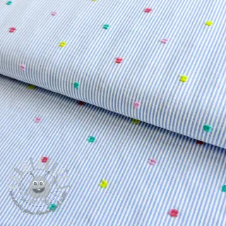 Tessuto di cotone DOBBY Stripe and dotty blue