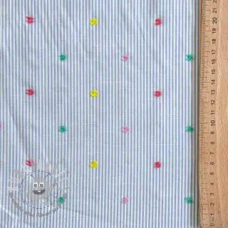 Tessuto di cotone DOBBY Stripe and dotty blue