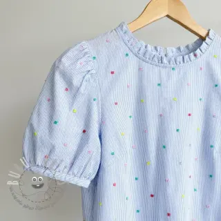 Tessuto di cotone DOBBY Stripe and dotty blue