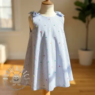 Tessuto di cotone DOBBY Stripe and dotty blue