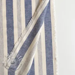 Lino YARN DYED BIG Stripe blue