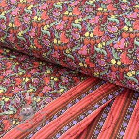 Tessuto di cotone VOILE STEPPED Paisley flowers brown digital print
