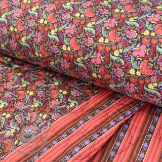 Tessuto di cotone VOILE STEPPED Paisley flowers brown digital print