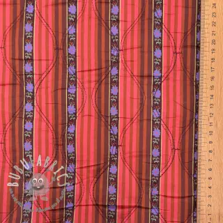 Tessuto di cotone VOILE STEPPED Paisley flowers brown digital print