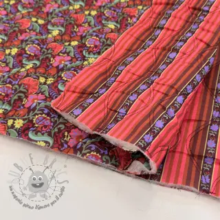 Tessuto di cotone VOILE STEPPED Paisley flowers brown digital print