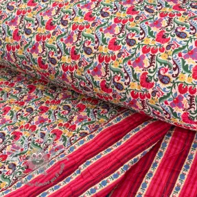Tessuto di cotone VOILE STEPPED Paisley flowers white digital print