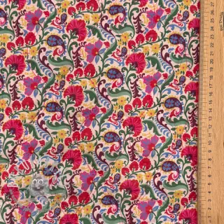 Tessuto di cotone VOILE STEPPED Paisley flowers white digital print