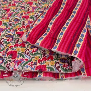 Tessuto di cotone VOILE STEPPED Paisley flowers white digital print