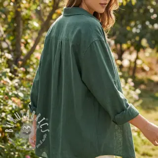 Viscosa con lino WASHED dark green
