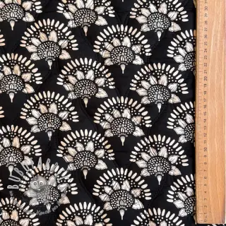 Tessuto di cotone VOILE STEPPED Bouquet flowers balck digital print