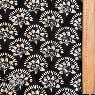 Tessuto di cotone VOILE STEPPED Bouquet flowers black digital print