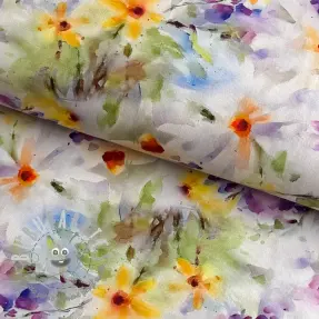 Tessuto di cotone SATIN STRETCH Corn flowers