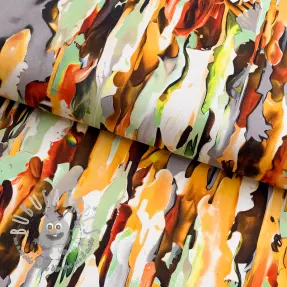 Tessuto di cotone SATIN STRETCH Abstract paint