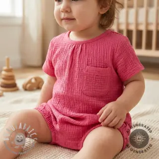 Tessuto di cotone SMOGGED EMBROIDERY pink
