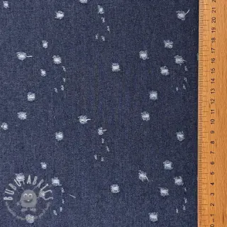 JEANS DENIM 6 OZ Uneven Small Holes dark blue