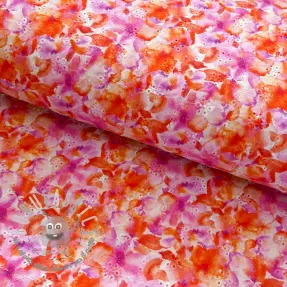 Tessuto di cotone EMBROIDERY Viola peach digital print