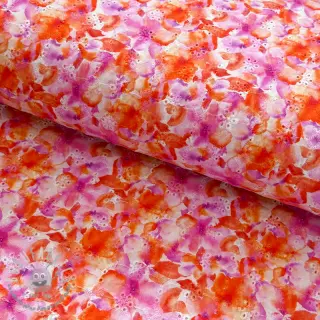 Tessuto di cotone EMBROIDERY Viola peach digital print