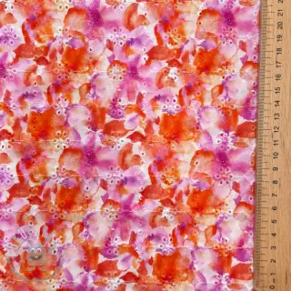 Tessuto di cotone EMBROIDERY Viola peach digital print