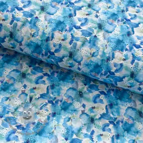 Tessuto di cotone EMBROIDERY Viola blue digital print