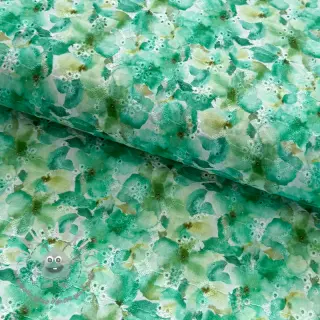 Tessuto di cotone EMBROIDERY Viola green digital print