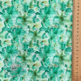 Tessuto di cotone EMBROIDERY Viola green digital print