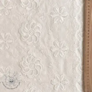 Tessuto di cotone EMBROIDERY Catchy Flowy white